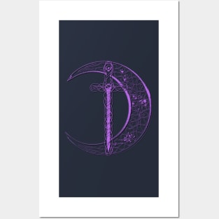 Purple Celtic Moon and Sword Posters and Art